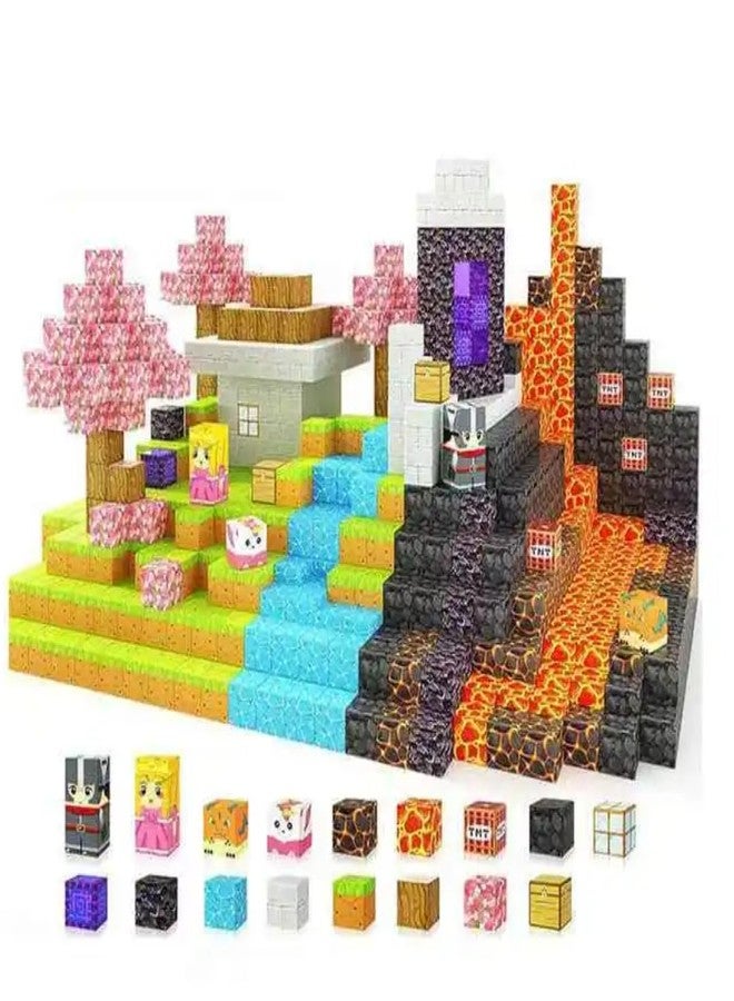 TechMax Solution Magnetic Block - Build Magnet World Magic Portal Set, Magnetic Tiles Building Blocks Toddler Toys STEM Sensory Outdoor Toys (Cherry Blossom, 168, Piece) - Image 4